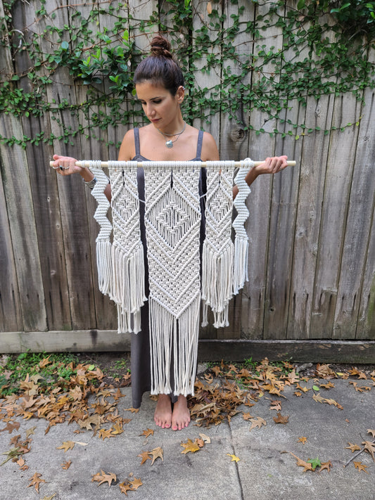 Free Spirit Boho Macrame Wall Hanging-Off White